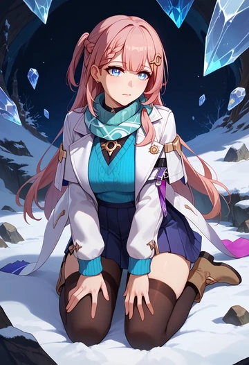 star rail,asta,winter,student uniform,puffer jacket  - AI generated anime art