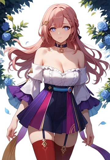 star rail,asta,collar,oversized,Thigh garters  - AI generated anime art