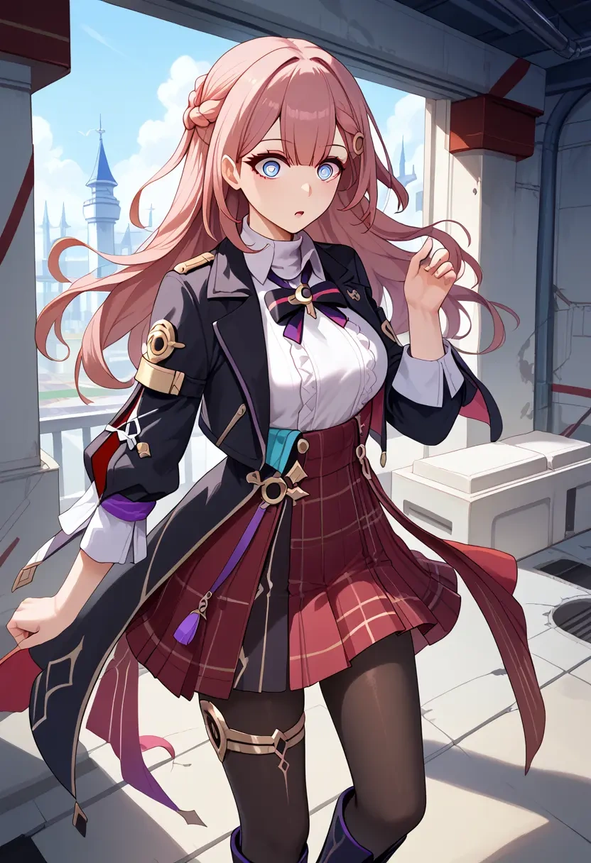 star rail,asta,winter,student uniform,fur-collared jacket  - 