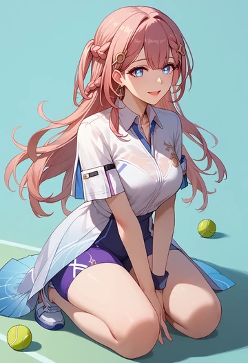 star rail,asta,tennis polo,skort  - AI generated anime art