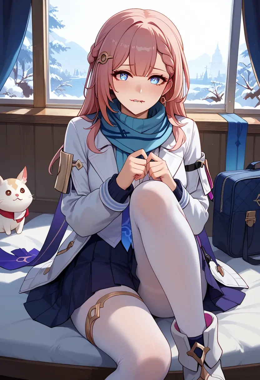 star rail,asta,winter,student uniform,puffer jacket  - 