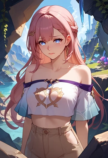 star rail,asta,off-shoulder top,dolphin shorts  - AI generated anime art