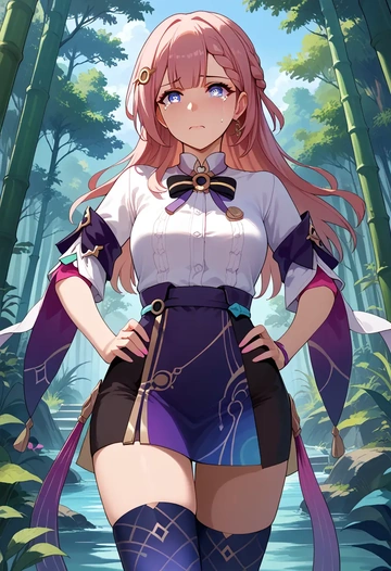 star rail,asta,shirt dress,belted,stockings  - AI generated anime art