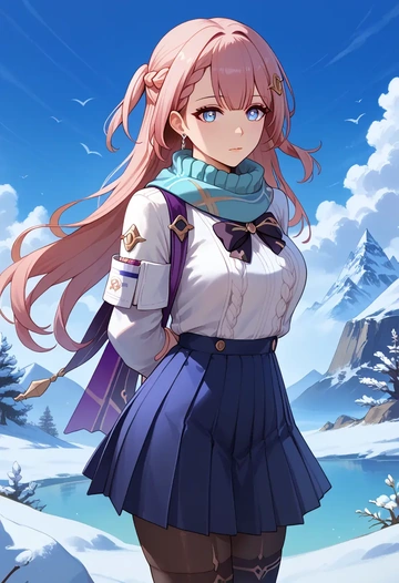 star rail,asta,winter,student uniform,puffer jacket  - AI generated anime art