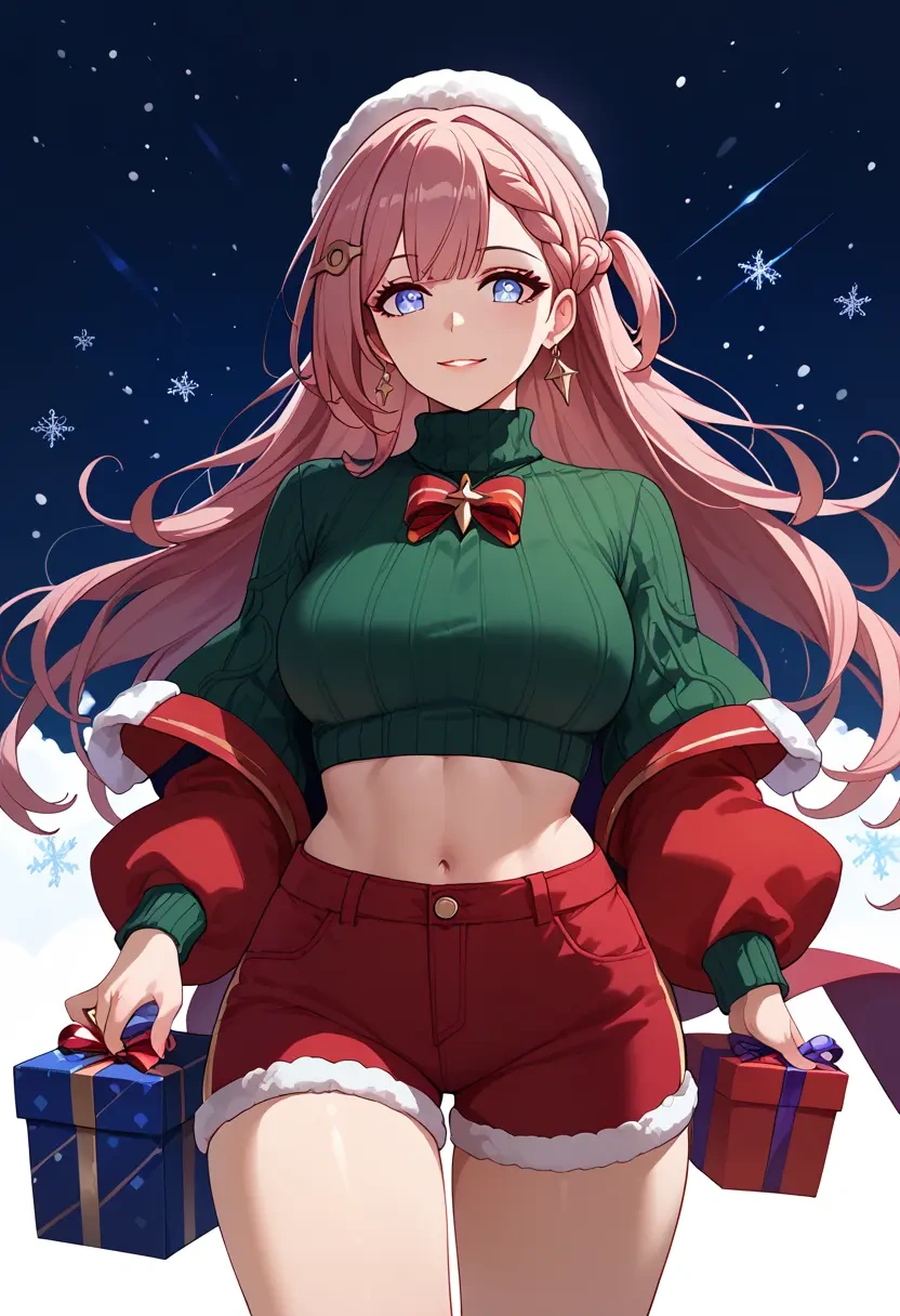 star rail,asta,Christmas,red velvet shorts,turtleneck sweater  - 