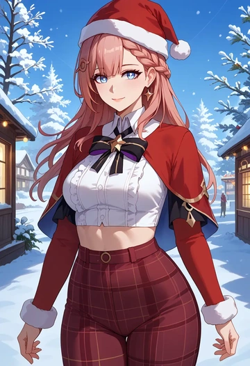 star rail,asta,Christmas,plaid trousers  - AI generated anime art