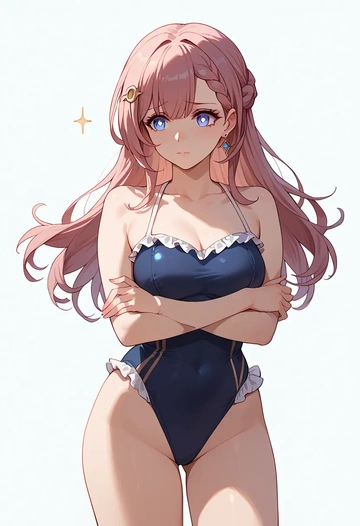 star rail,asta,retro style swimsuit,frilled neckline,bow detail  - AI generated anime art