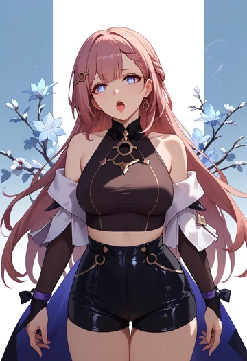 star rail,asta,leather,shorts,crop top  - AI generated anime art