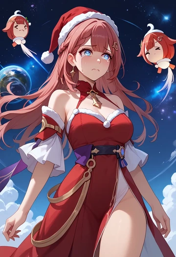 star rail,asta,Christmas,red velvet dress  - AI generated anime art