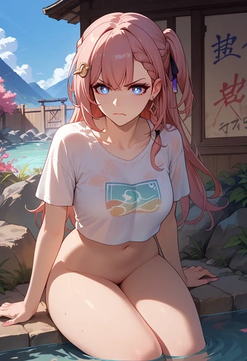 star rail,asta,crop graffiti tee,dolphin shorts  - AI generated anime art