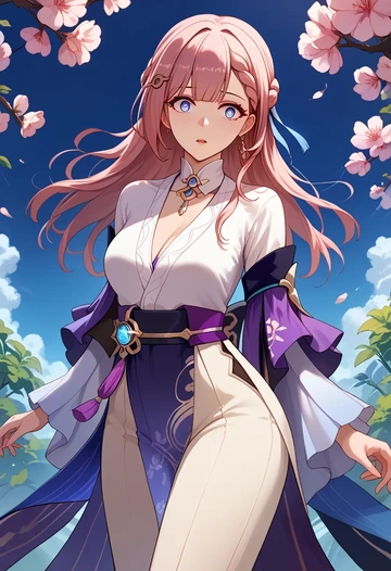 star rail,asta,kimono,silk,wide-leg trousers  - AI generated anime art