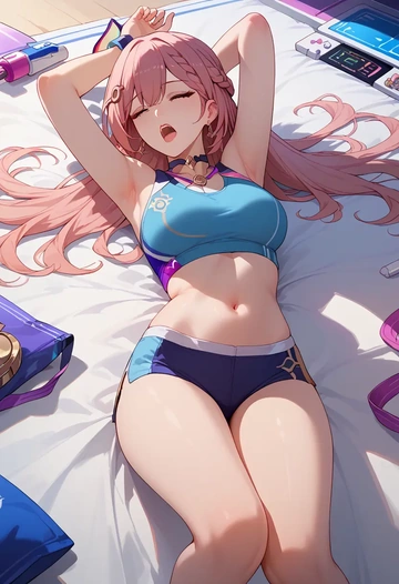 star rail,asta,tankini top,board shorts  - AI generated anime art