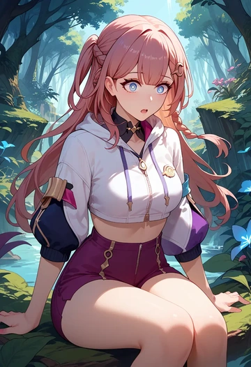 star rail,asta,crop hoodie,shorts  - AI generated anime art