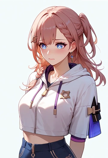 star rail,asta,crop hoodie,shorts  - AI generated anime art