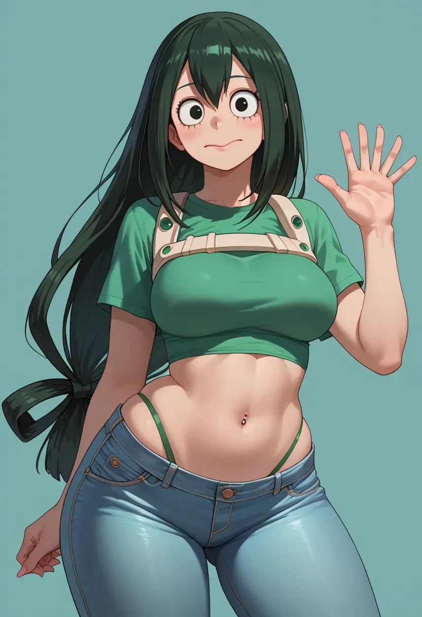 boku_no_hero_academia,asui_tsuyu,crop top  - 