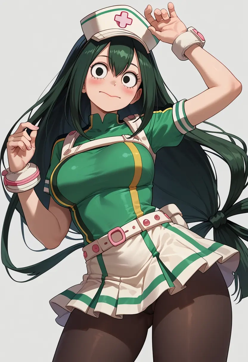 boku_no_hero_academia,asui_tsuyu,nurse, pantyhose,mini skirt  - 