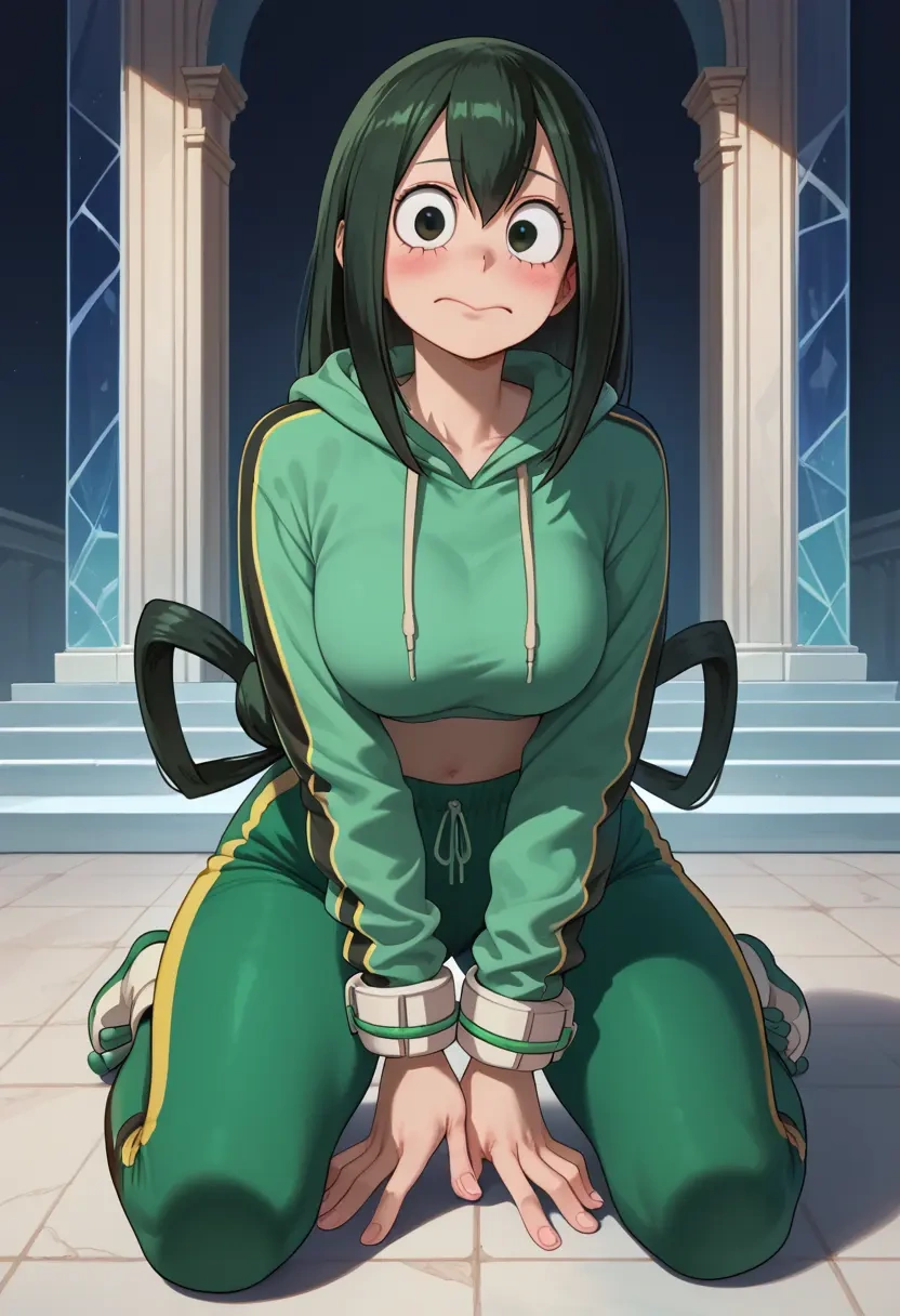 boku_no_hero_academia,asui_tsuyu,hoodie,cropped,high-waisted joggers  - 