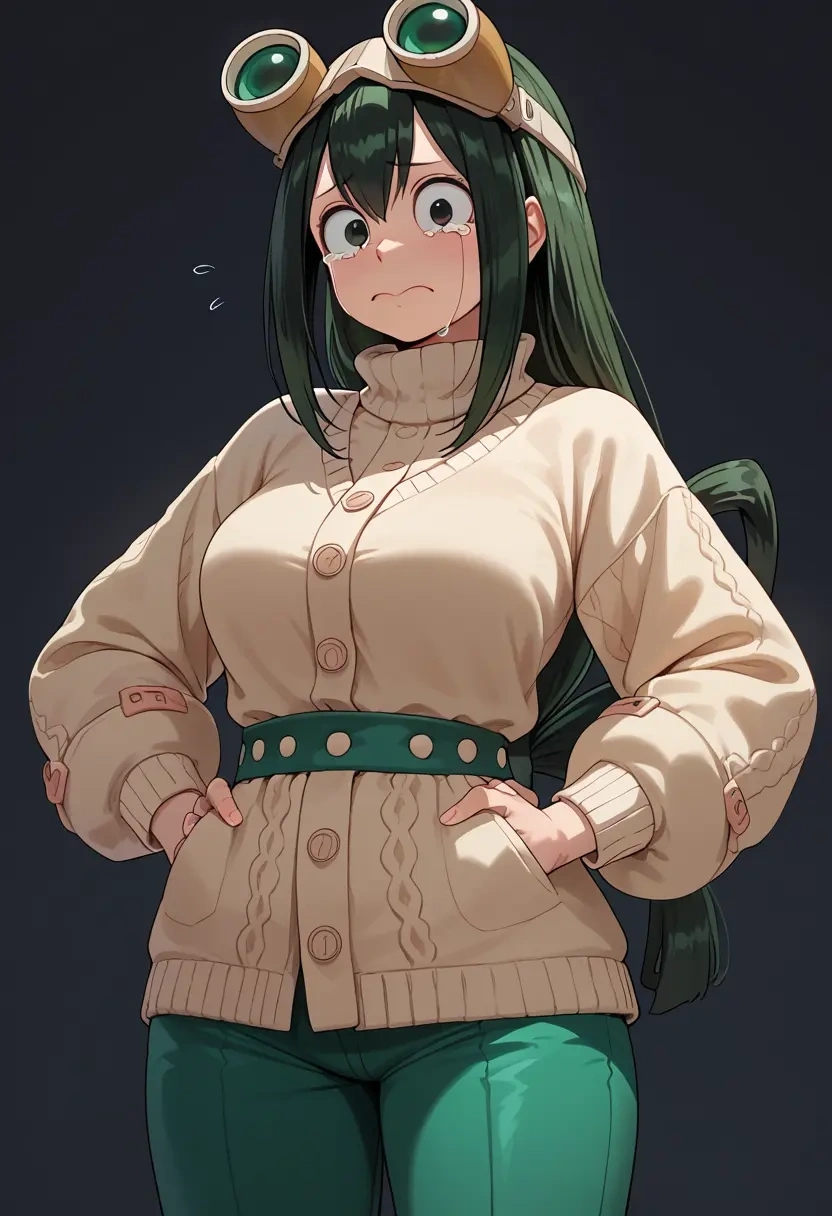 boku_no_hero_academia,asui_tsuyu,cardigan,oversized,wide-leg pants  - 