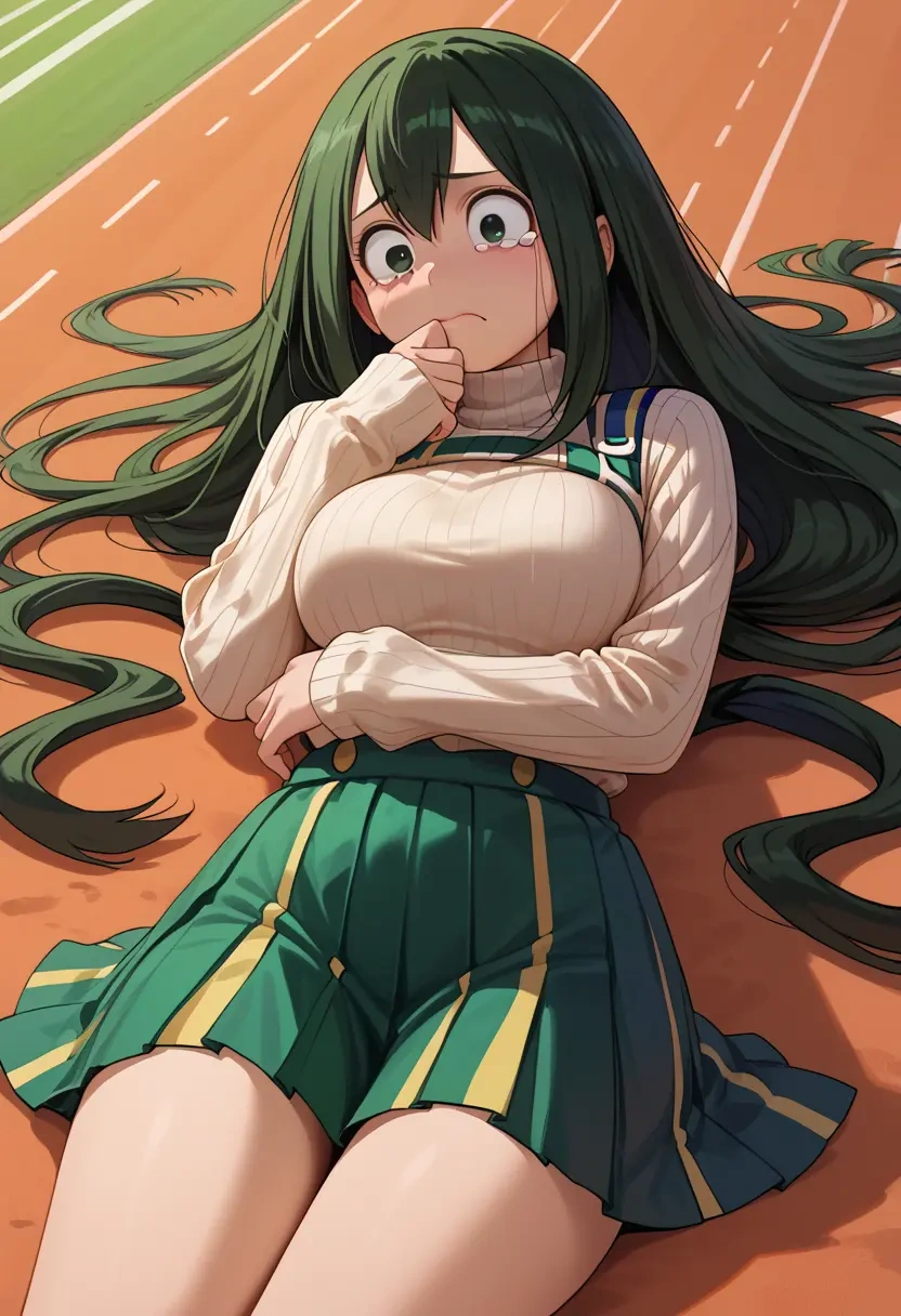 boku_no_hero_academia,asui_tsuyu,skirt,pleated,turtleneck sweater  - 