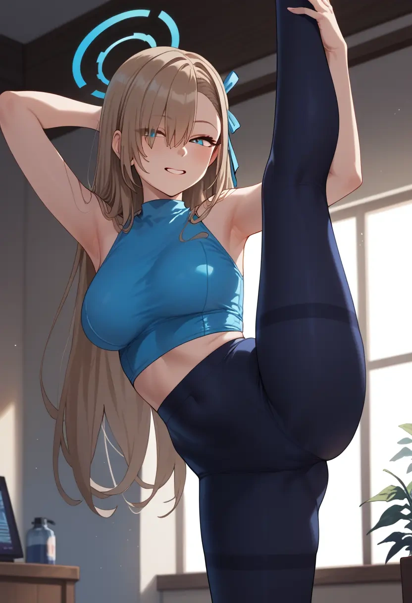 blue_archive,asuna_(blue_archive),yoga, standing split,sexy,  - 