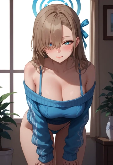 blue_archive,asuna_(blue_archive),thong,sweater,sexy  - AI generated anime art