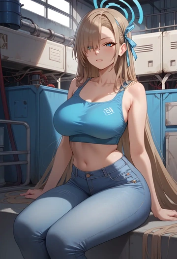 blue_archive,asuna_(blue_archive),crop top  - AI generated anime art