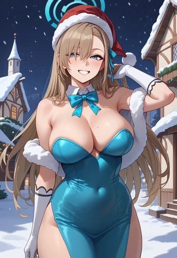 blue_archive,asuna_(blue_archive),Christmas,dress  - AI generated anime art