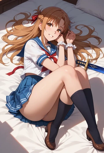 sword_art_online,asuna_(sao),sailor, uniform  - AI generated anime art