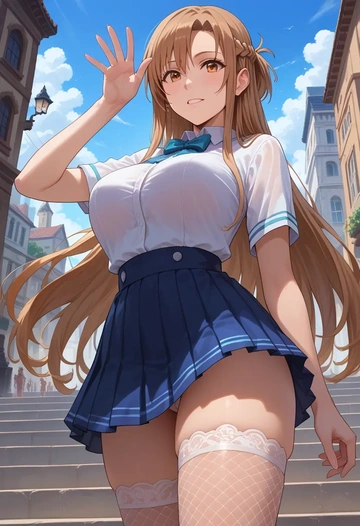 sword_art_online,asuna_(sao),mini skirt, stockings  - AI generated anime art