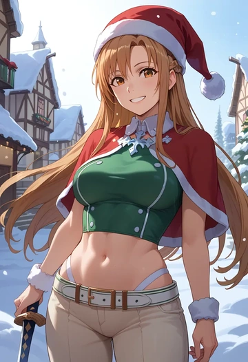 sword_art_online,asuna_(sao),Christmas,dress  - AI generated anime art