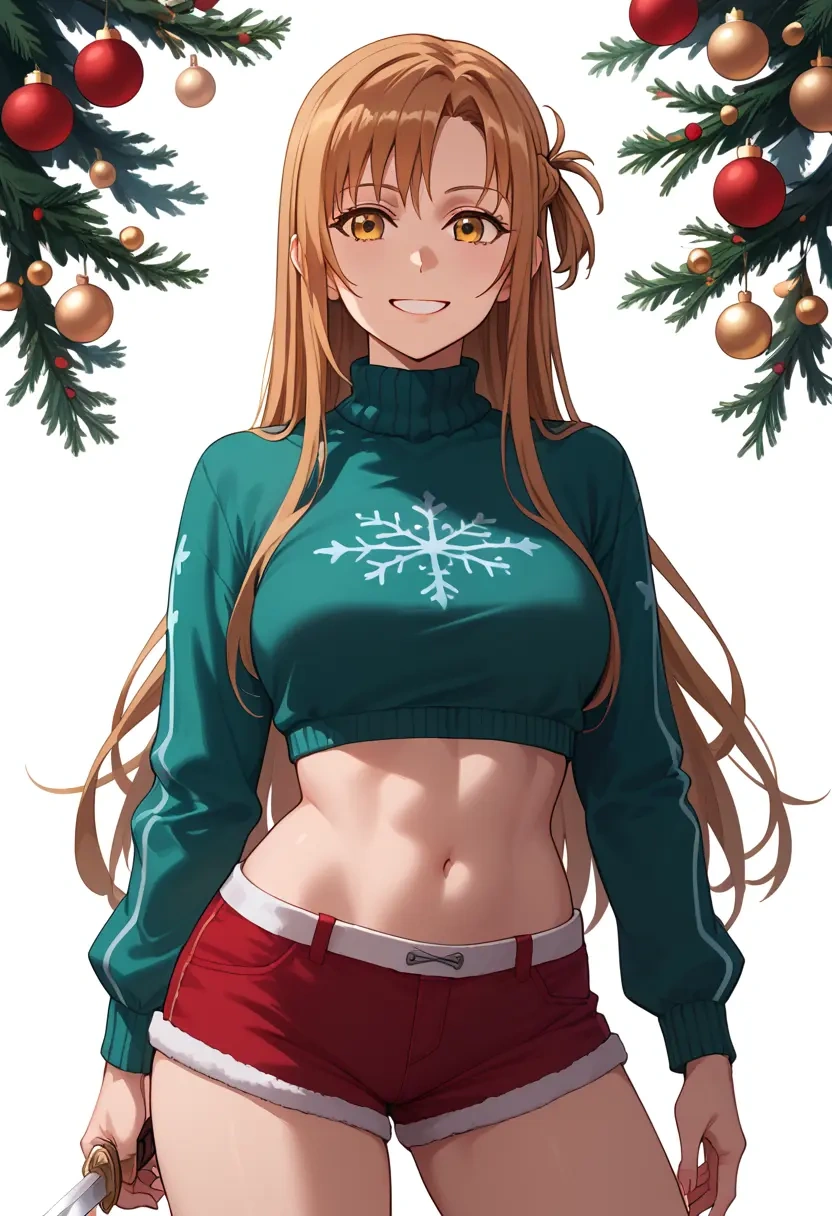 sword_art_online,asuna_(sao),Christmas,red velvet shorts  - 