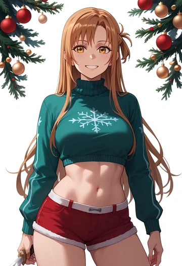 sword_art_online,asuna_(sao),Christmas,red velvet shorts  - AI generated anime art