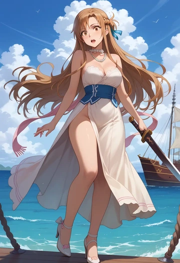 sword_art_online,asuna_(sao),spring,elegant woman,wrap dress  - AI generated anime art