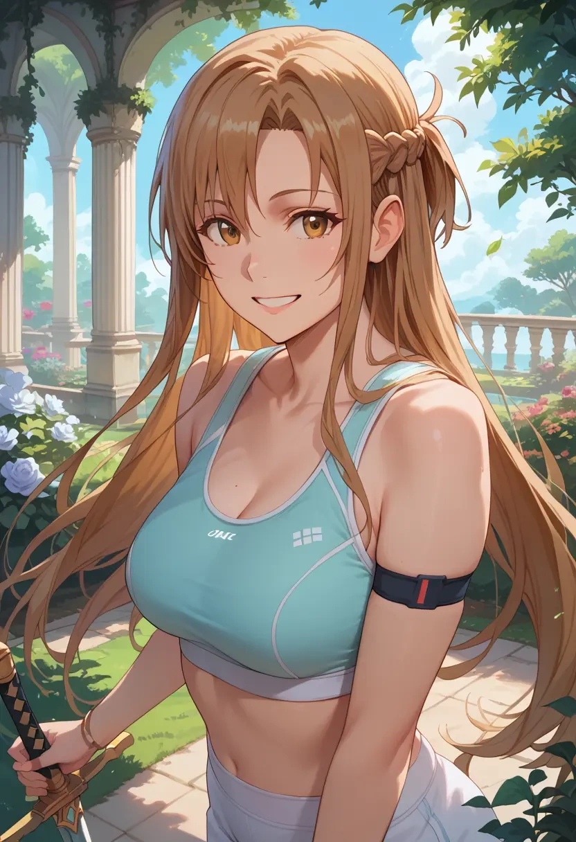 sword_art_online,asuna_(sao),sports bra,wide-leg joggers  - 