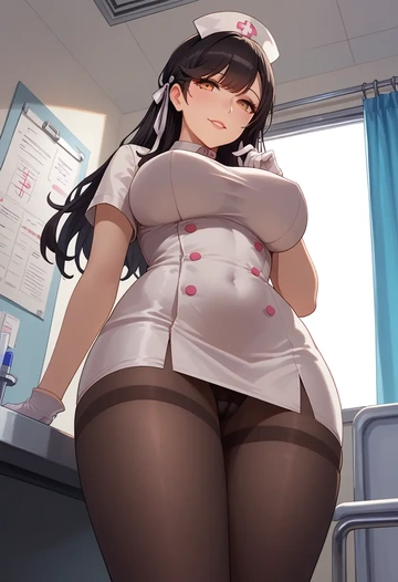 azur_lane,atago_(azur_lane),nurse pantyhose,mini skirt, sexy  - AI generated anime art