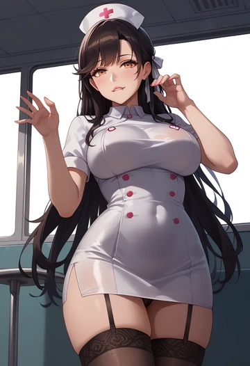 azur_lane,atago_(azur_lane),nurse pantyhose,mini skirt, sexy  - AI generated anime art