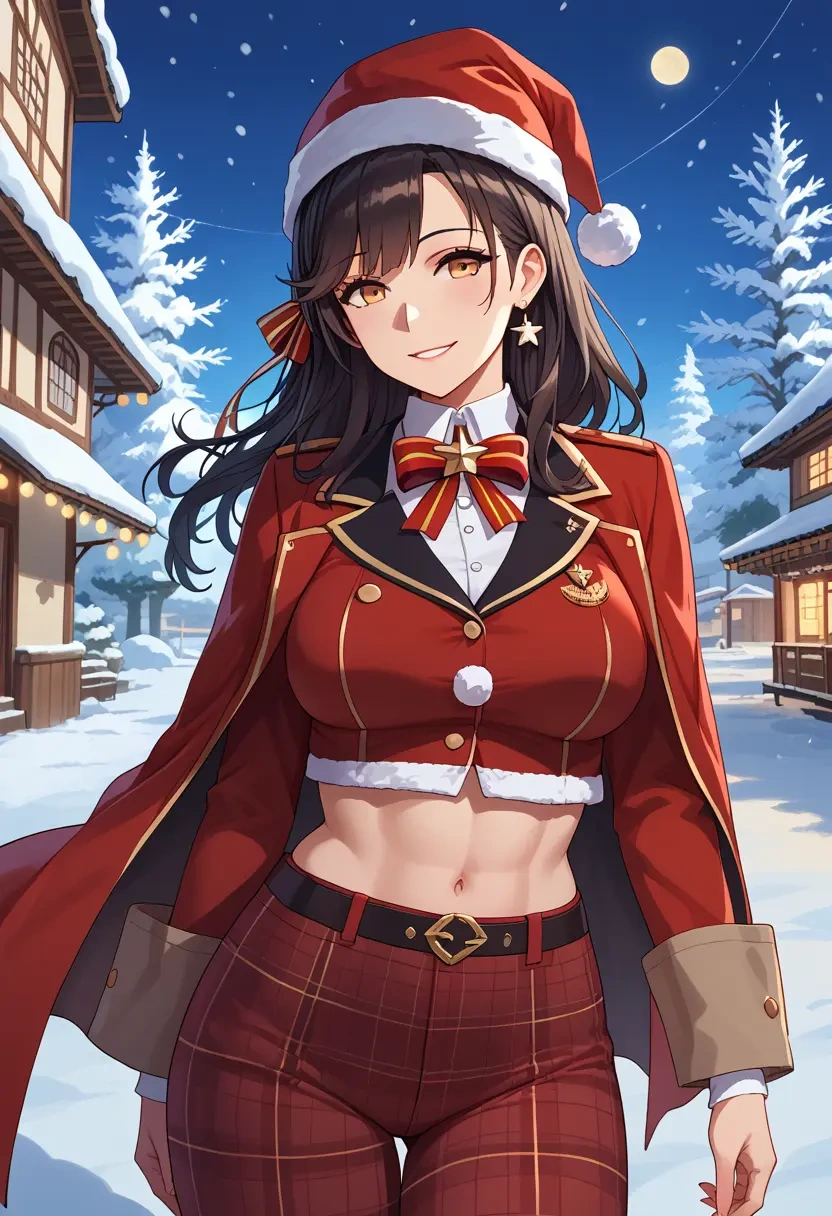 azur_lane,atago_(azur_lane),Christmas,plaid trousers  - 