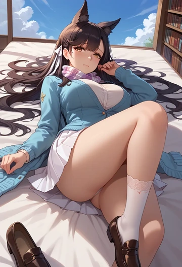 azur_lane,atago_(azur_lane),spring,student uniform,cardigan  - AI generated anime art