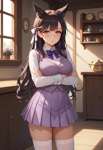 azur_lane,atago_(azur_lane),spring,student uniform,vest  - AI generated anime art