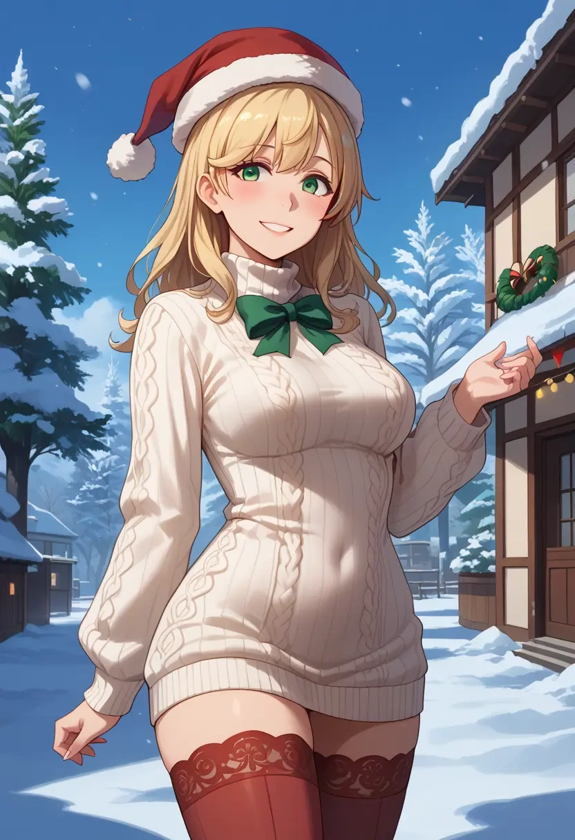 kantai_collection,atago_(kancolle),Christmas,sweater dress,stockings  - 