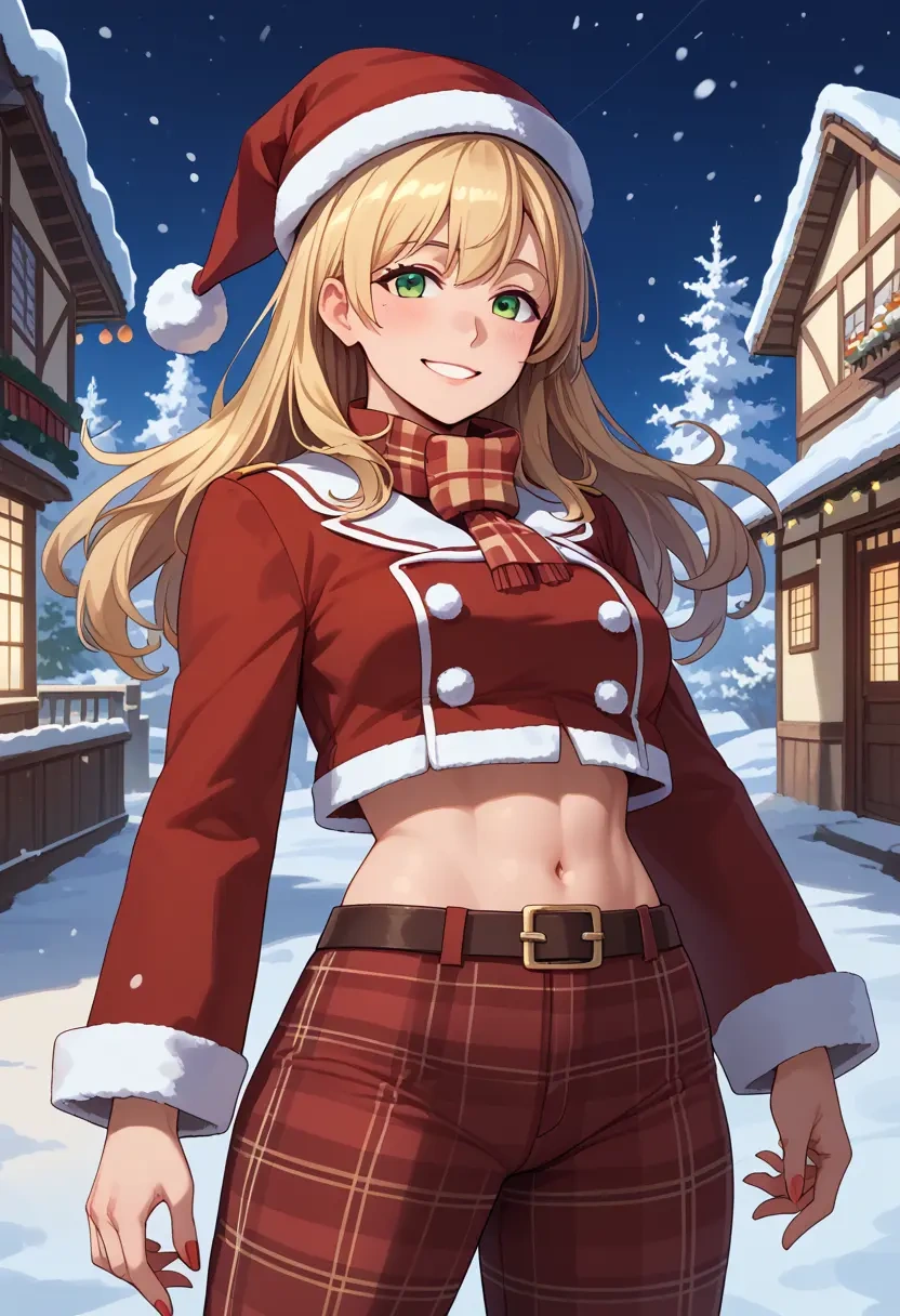 kantai_collection,atago_(kancolle),Christmas,plaid trousers  - 