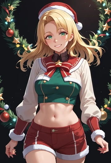 kantai_collection,atago_(kancolle),Christmas,red velvet shorts  - AI generated anime art