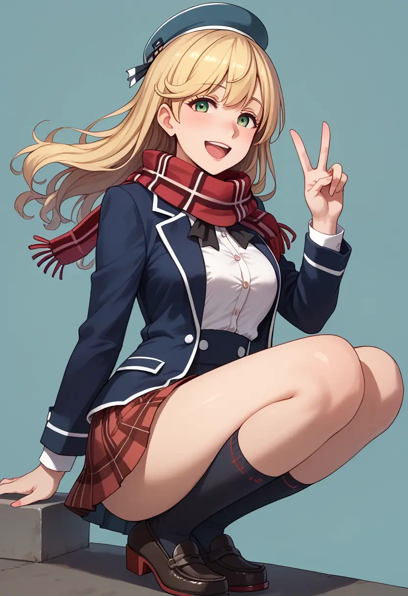 kantai_collection,atago_(kancolle),winter,student uniform,plaid skirt  - 