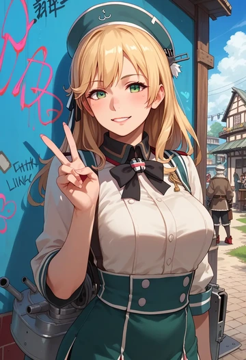 kantai_collection,atago_(kancolle),neon graffiti top,dolphin shorts  - AI generated anime art