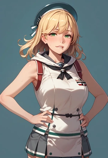 kantai_collection,atago_(kancolle),sleeveless hoodie,biker shorts  - AI generated anime art