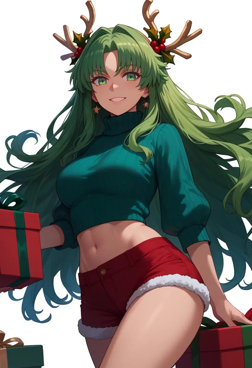 fate_(series),atalanta_(fate),Christmas,red velvet shorts,turtleneck sweater  - 