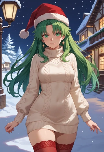 fate_(series),atalanta_(fate),Christmas,sweater dress,stockings  - AI generated anime art