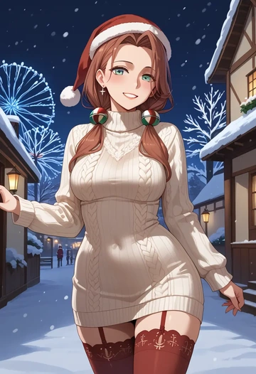 kantai_collection,atlanta_(kancolle),Christmas,sweater dress,stockings  - AI generated anime art