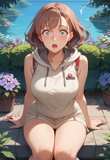 kantai_collection,atlanta_(kancolle),sleeveless hoodie,biker shorts  - AI generated anime art