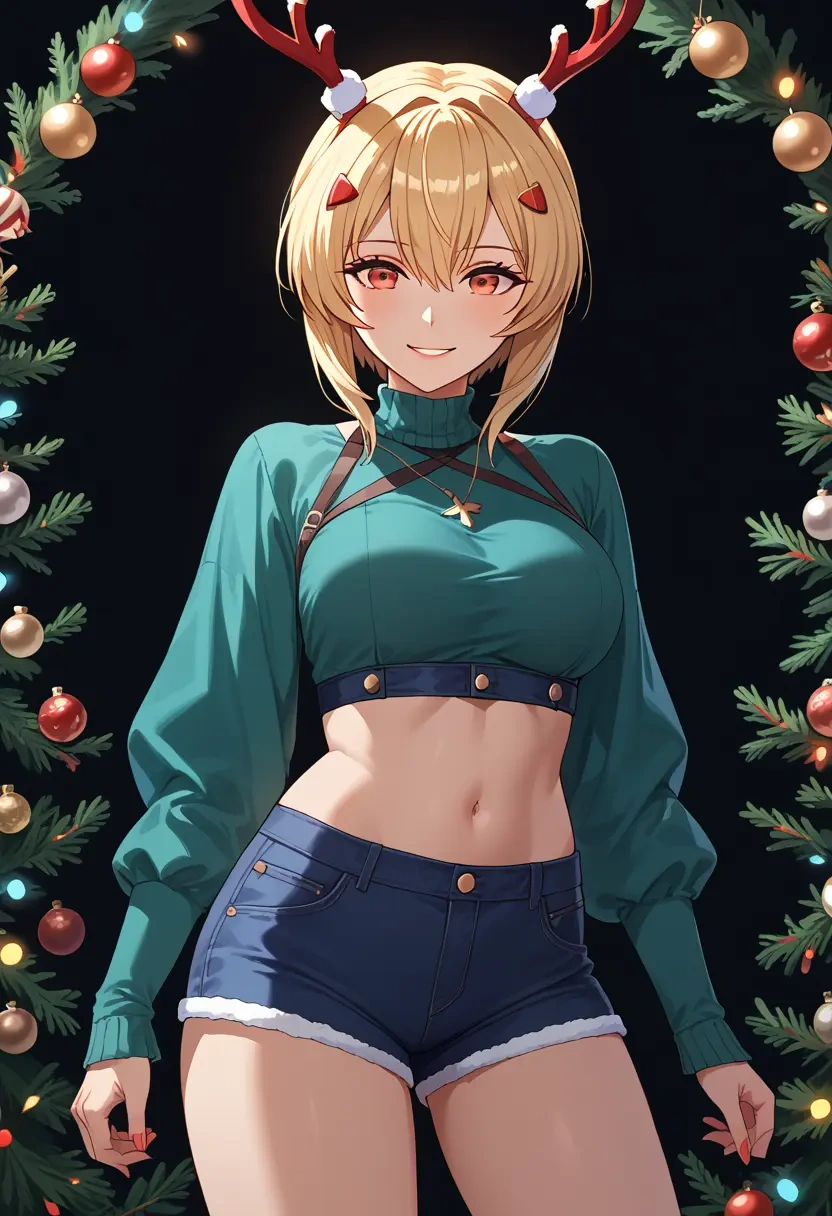 azur_lane,ayanami_(azur_lane),Christmas,red velvet shorts  - 